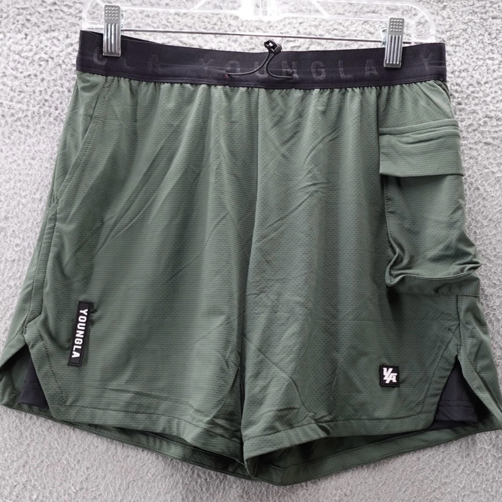 YoungLA Shorts Green Compression Athletic Gym Training Men's